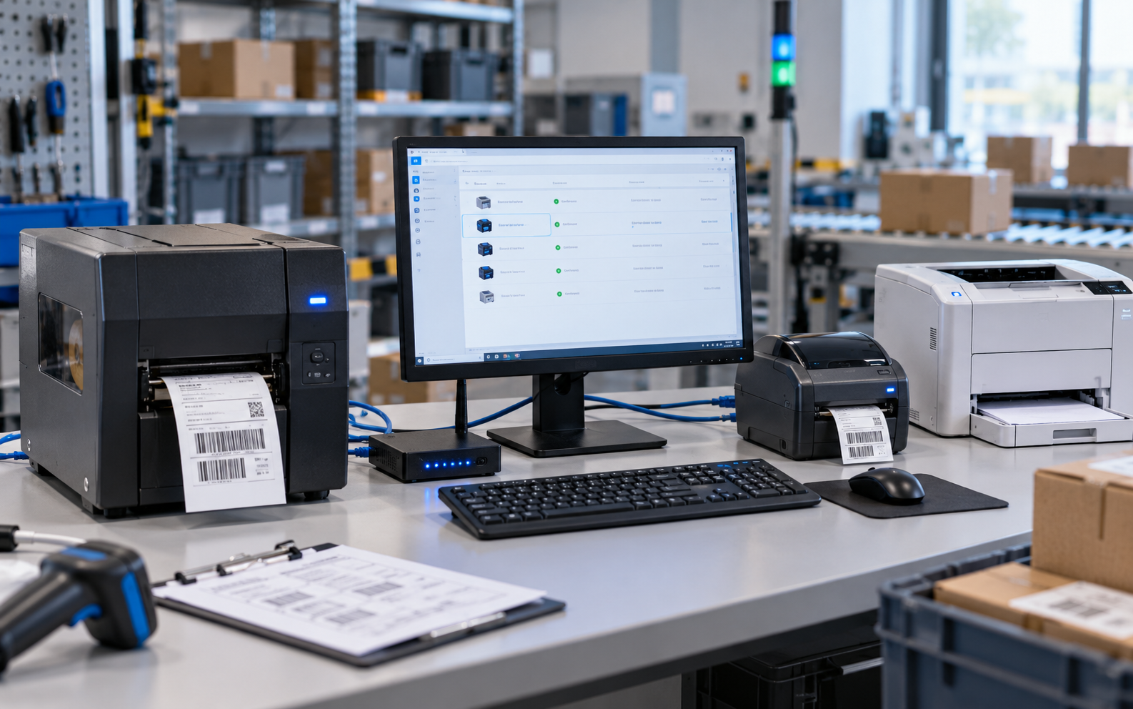Printer Bridge showing automatically discovered local printers with health status